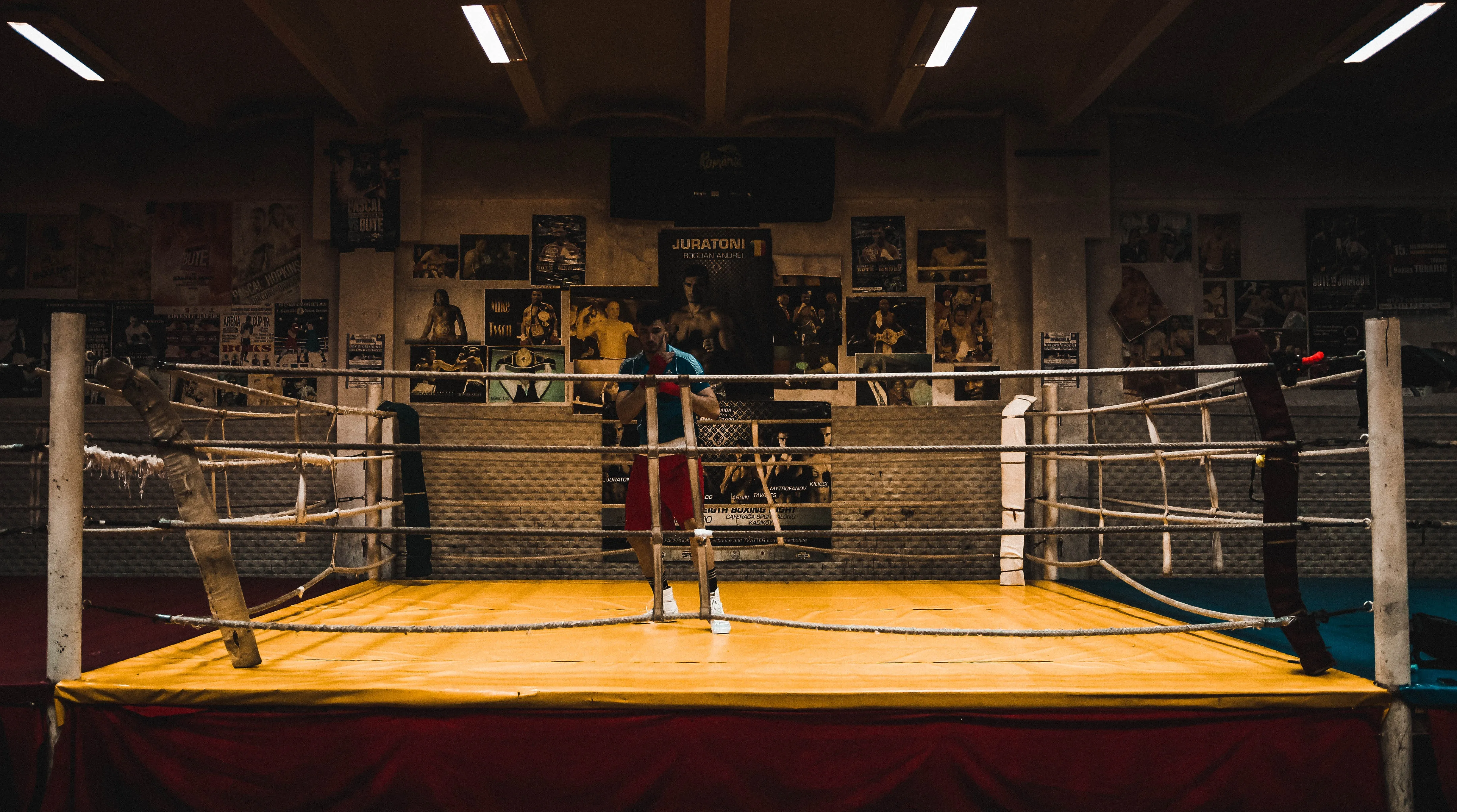 Brown and gray boxing stage