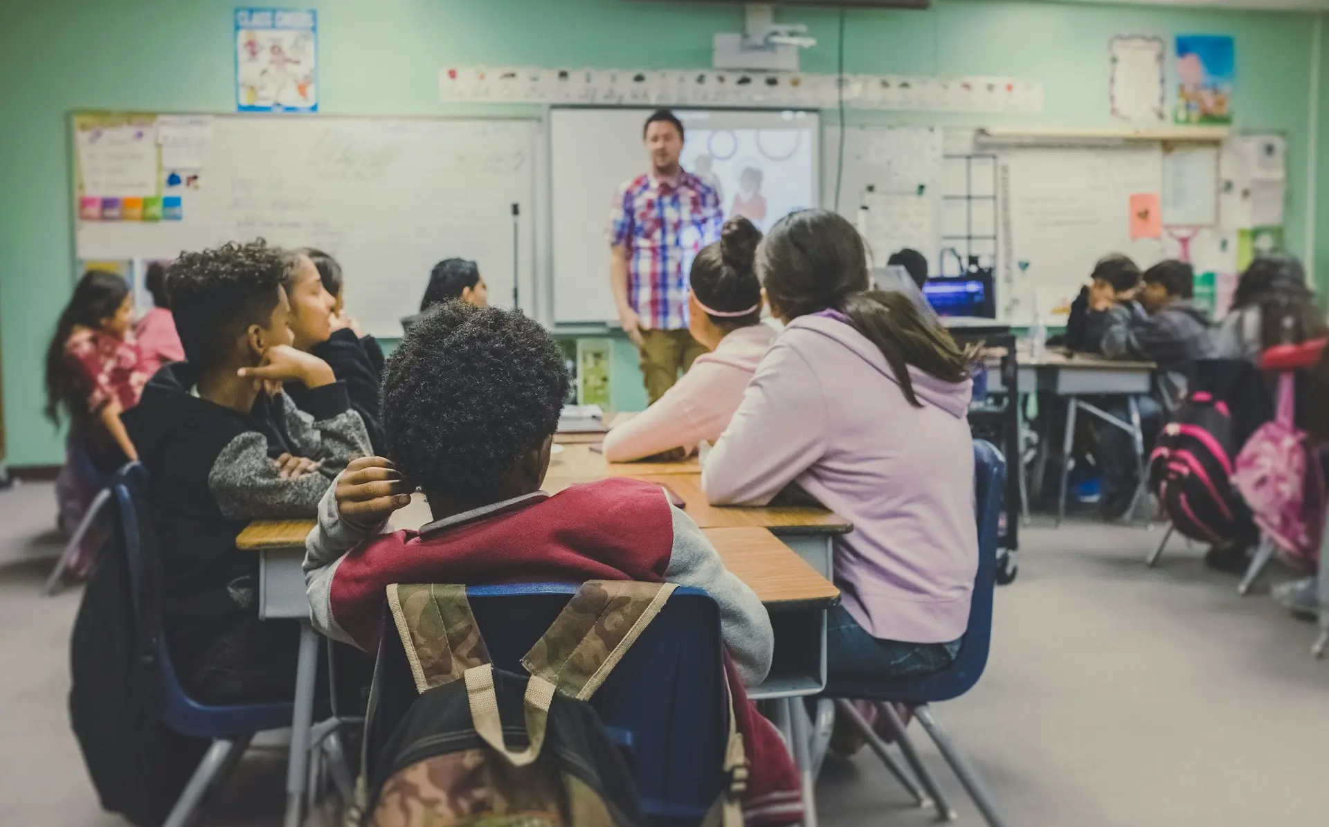 Students in an elementary school classroom