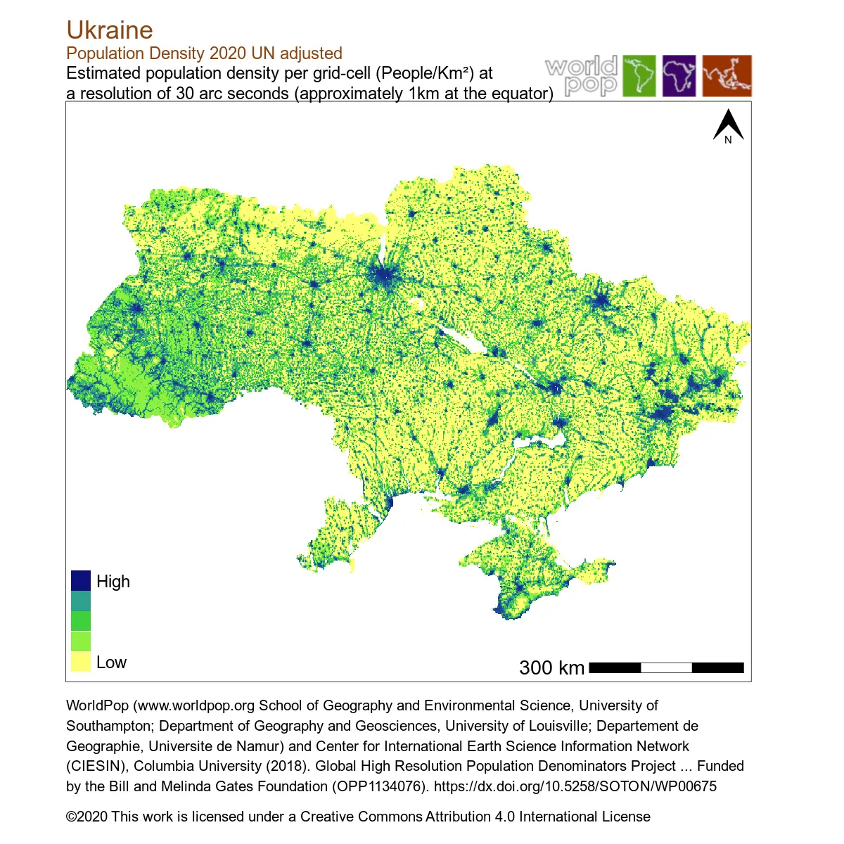 Population map of Ukraine